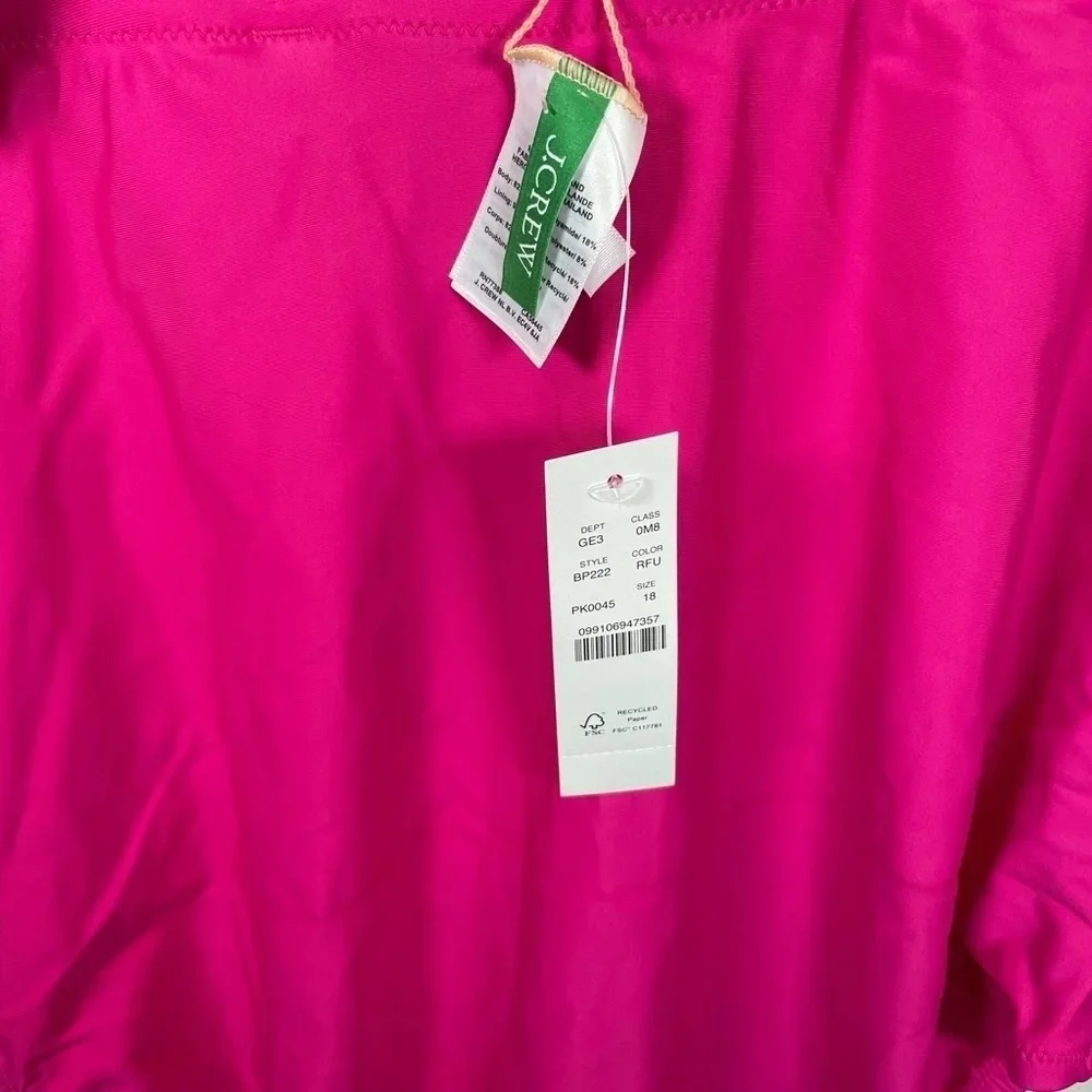 J.Crew fuchsia, pink ruffle ruched one piece swimsuit, size 18